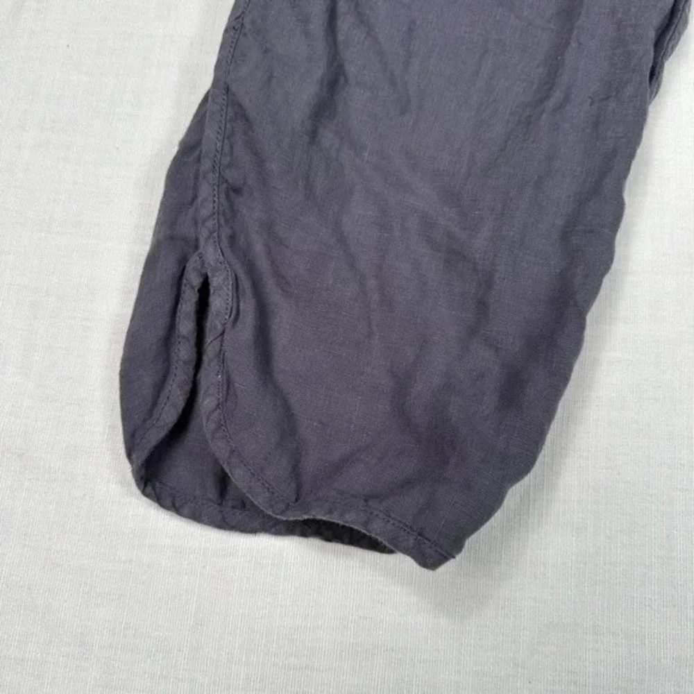 Caslon 100% Linen‎ Pull On Cropped Pants XXL Gray Drawstring Tulip Hem Pockets